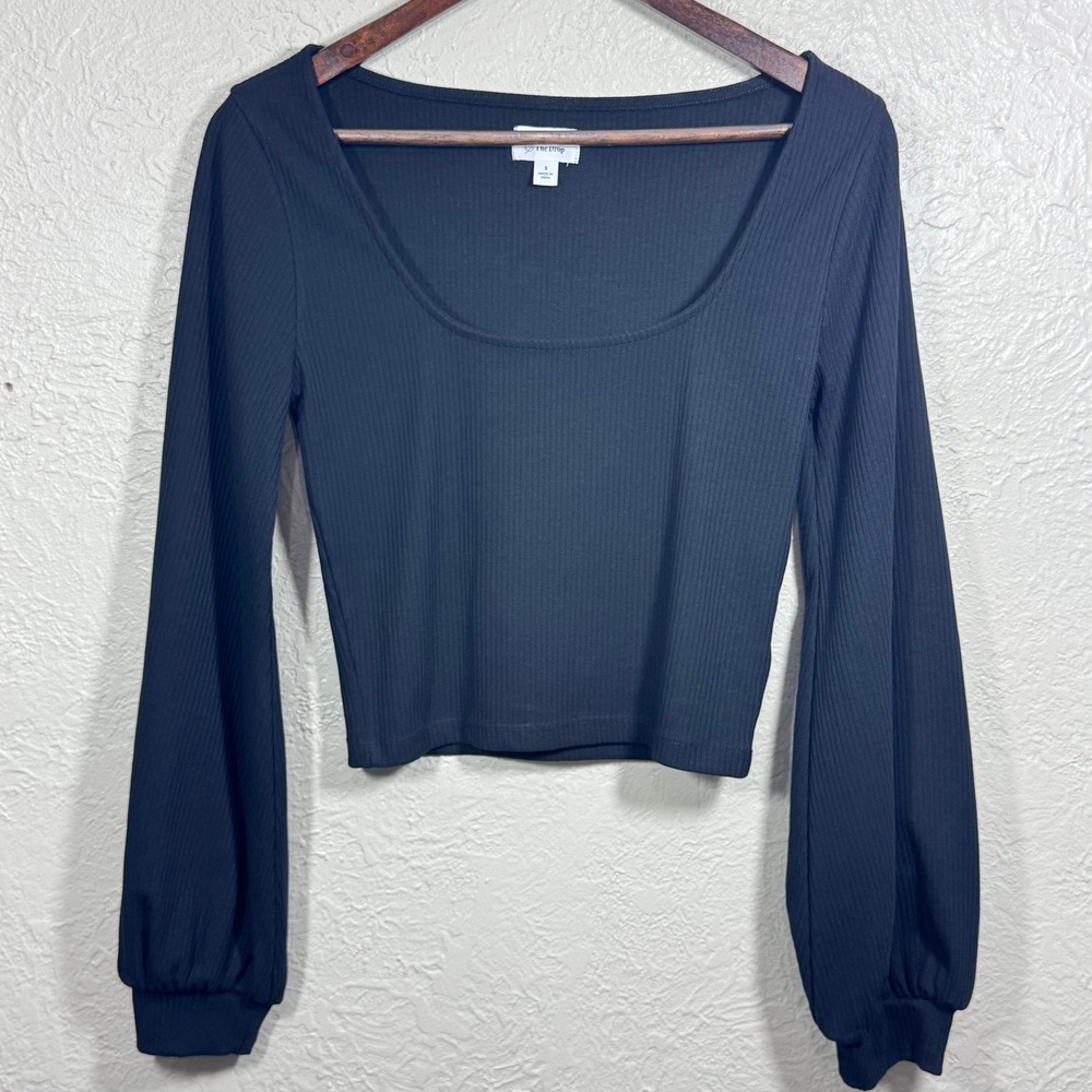 Lucyswhims The Drop‎ Cropped Knit Top Small Ribbed Balloon Puff Slv Siren Resort